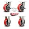 Service Caster 8'' Heavy Duty Red Poly on Metal Caster Set 2 Swivel Lock/Brake 2 Rigid, 4PK CRAN-KP92S830-PUR-RS-SLB-BSL-2-R-2 - alternate 4